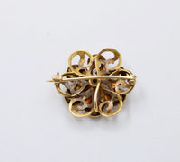 Edwardian Diamond and Enamel Forget Me Not Flower Swirl Pin, Antique Fob Pendant