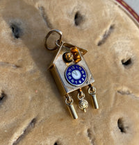 Vintage 14K Gold and Enamel Cuckoo Clock Charm