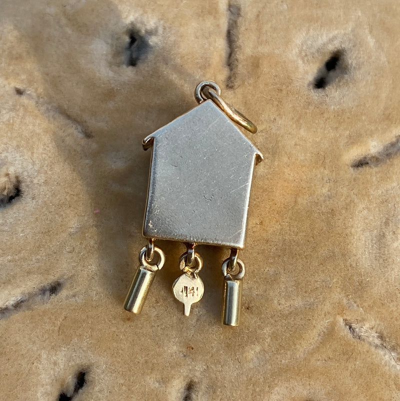 Vintage 14K Gold and Enamel Cuckoo Clock Charm