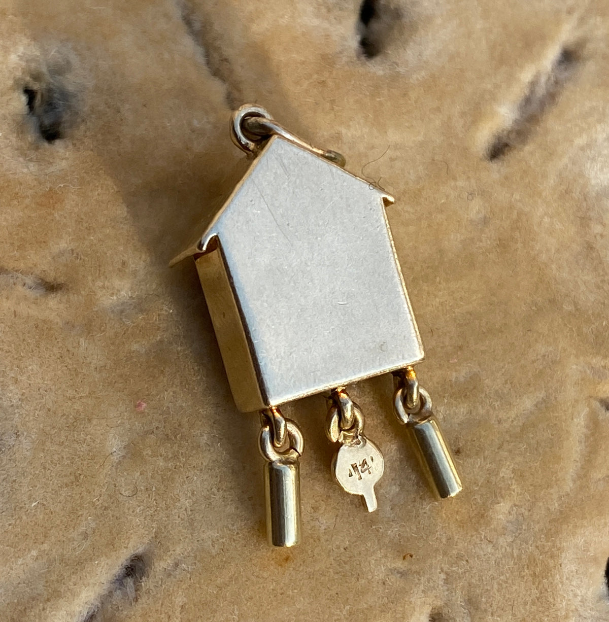 Vintage 14K Gold and Enamel Cuckoo Clock Charm