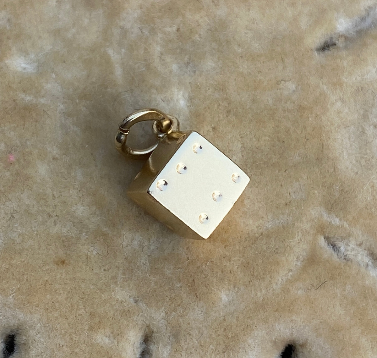 Small Vintage 18K Gold Swedish Dice Die Charm