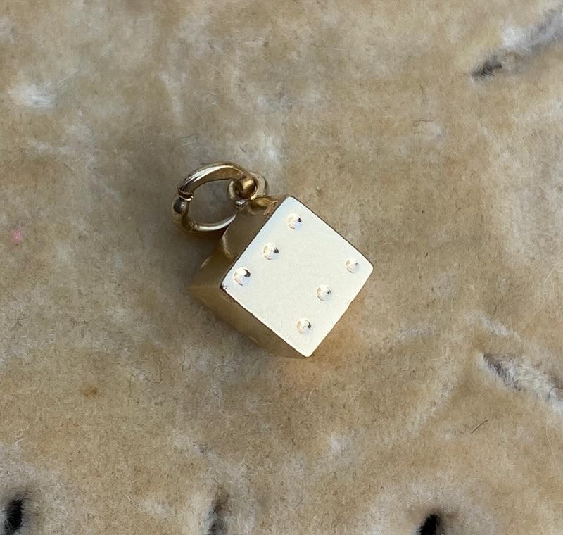 Small Vintage 18K Gold Swedish Dice Die Charm
