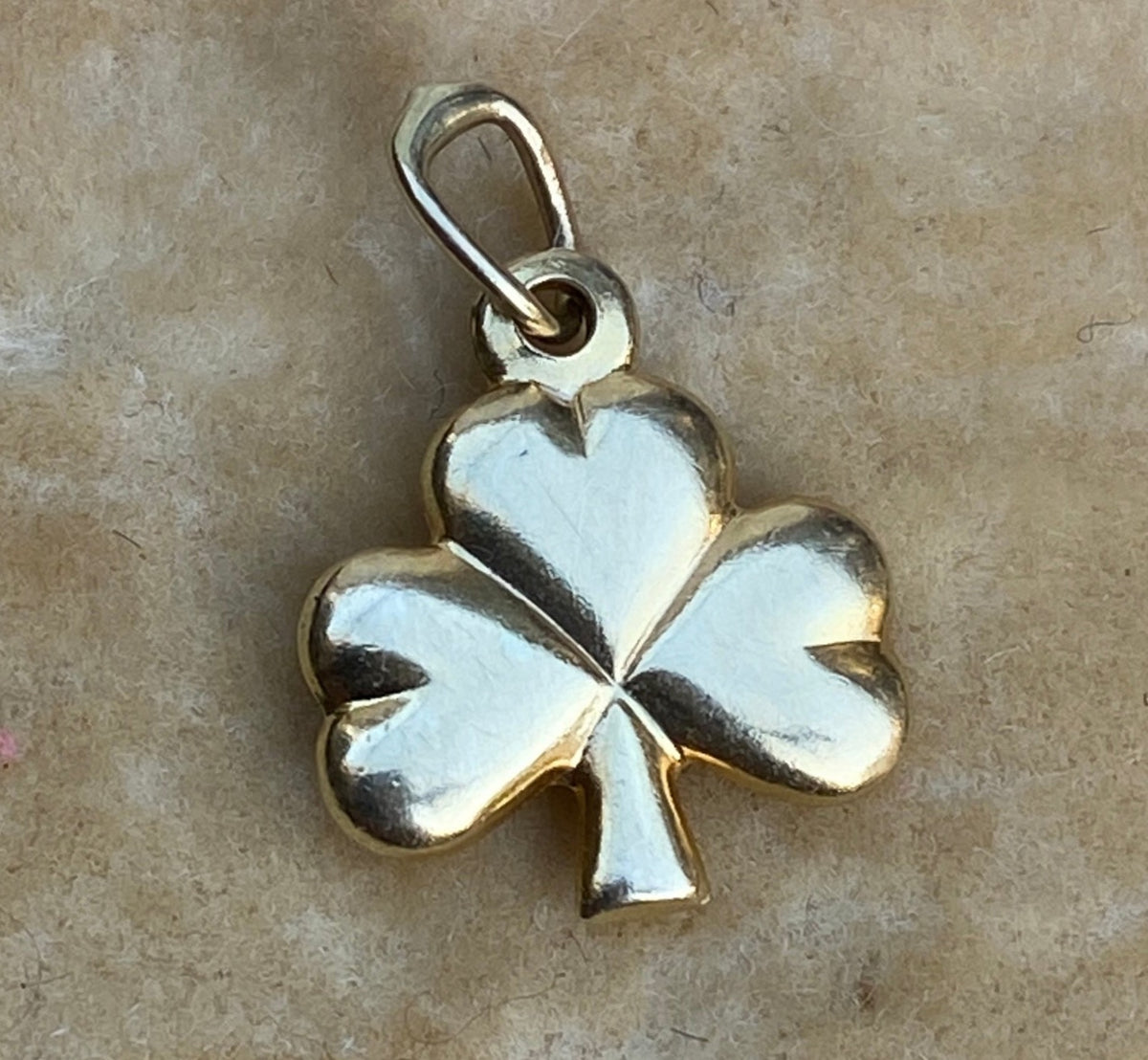 Small Vintage 14K Gold Puffy Clover Charm