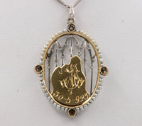 Art Deco Platinum 18K Gold, Diamond, Mother-of-Pearl Mother and Child Pendant, Necklace