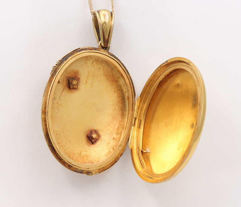 Large Victorian 18K Gold and Split Pearl Locket, Antique Pendant