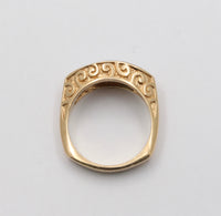 Black Opal Doublet Evil Eye Style 14K Gold Ring, Vintage Band