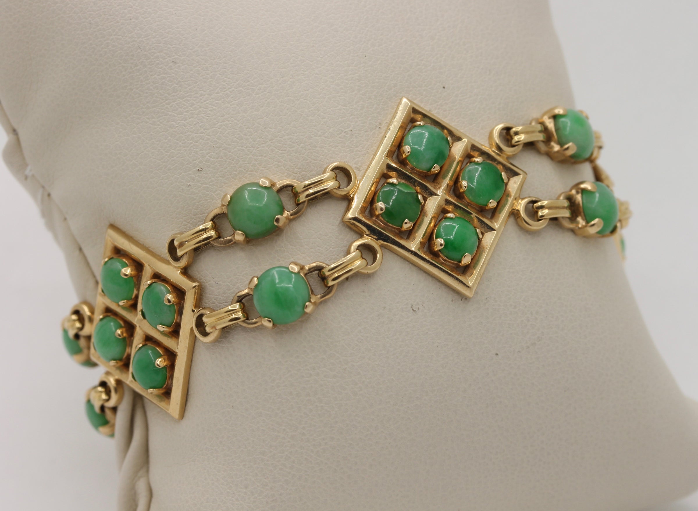 Best Vintage Gold Bracelet with Jade Jewelry Gift