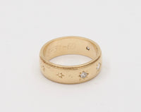 Vintage 14K Gold Four Stone Diamond Star Stacking Band, Wedding Anniversary Ring