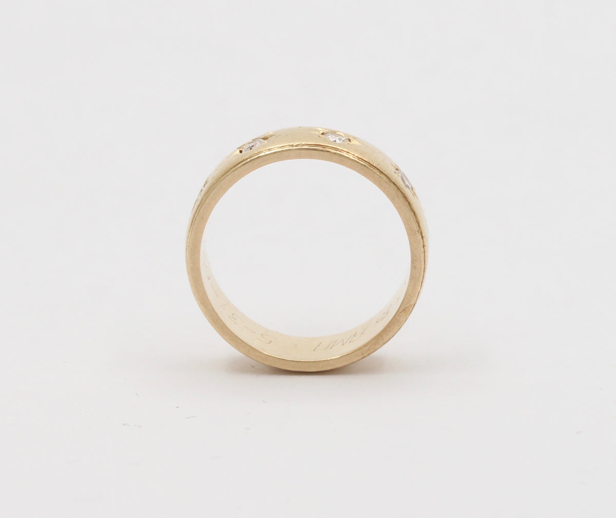 Vintage 14K Gold Four Stone Diamond Star Stacking Band, Wedding Anniversary Ring