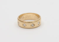 Vintage 14K Gold Four Stone Diamond Star Stacking Band, Wedding Anniversary Ring