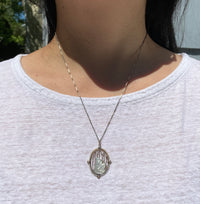 Art Deco Platinum 18K Gold, Diamond, Mother-of-Pearl Mother and Child Pendant, Necklace
