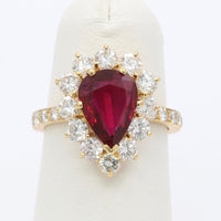 AGL Certified 1.98 Carat Ruby and 1.5 Carat Diamond Halo Ring