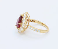 AGL Certified 1.98 Carat Ruby and 1.5 Carat Diamond Halo Ring