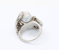 Vintage Baroque Pearl and 1 Carat Diamond Platinum Dinner Ring