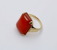 Art Deco Carnelian Agate and 10K Gold Ring