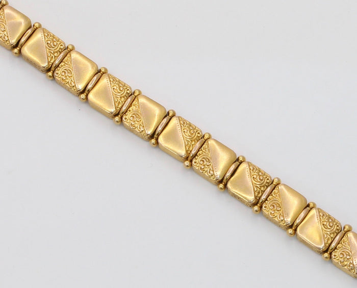 Late Victorian 18K Gold Double Sided Panel Reversible Slide Bracelet