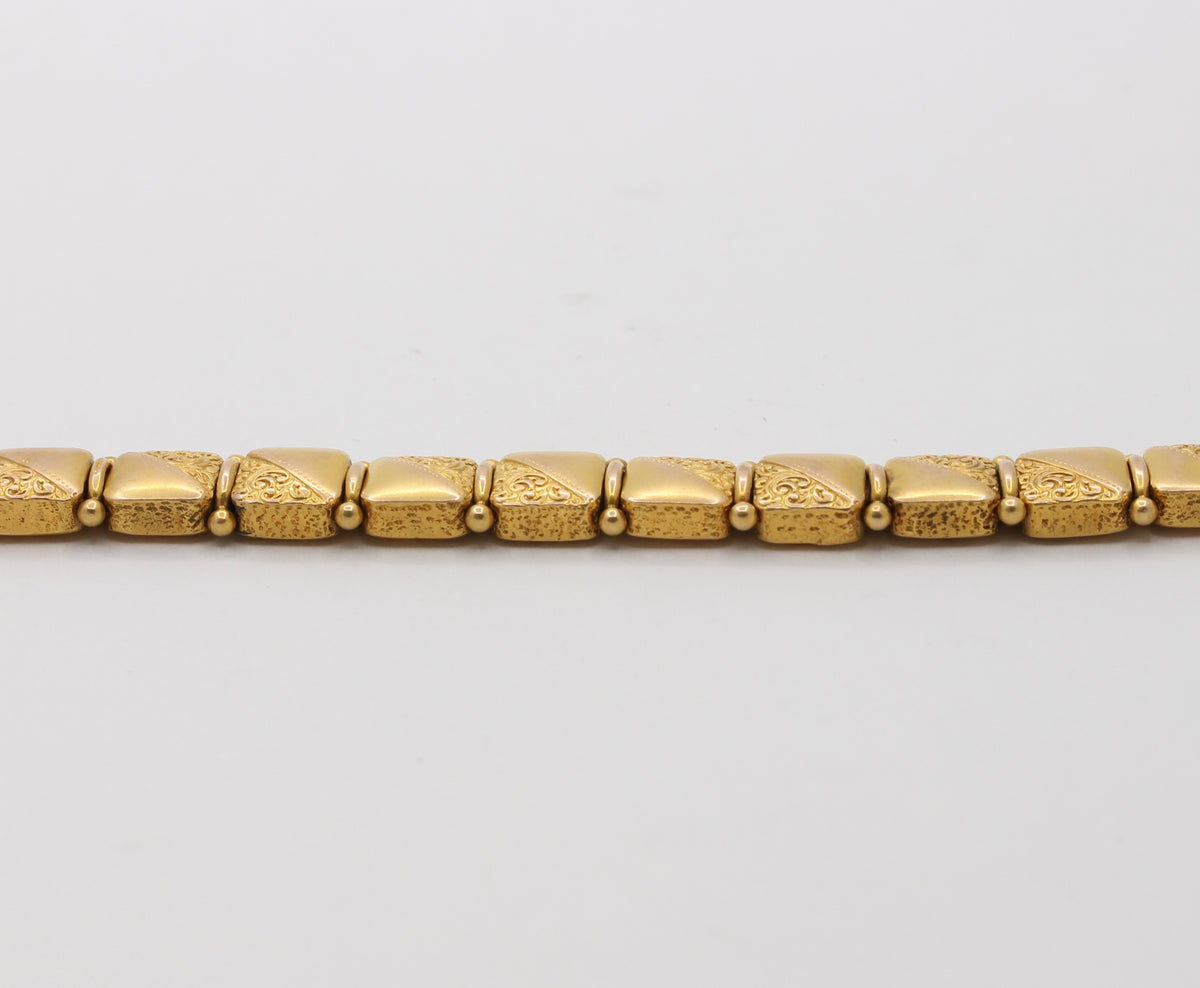 Late Victorian 18K Gold Double Sided Panel Reversible Slide Bracelet