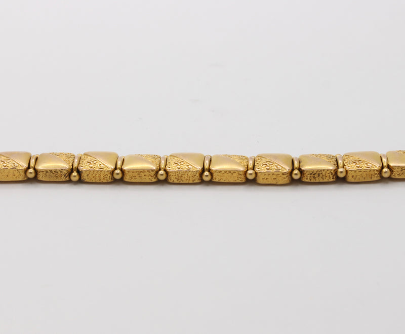 Late Victorian 18K Gold Double Sided Panel Reversible Slide Bracelet