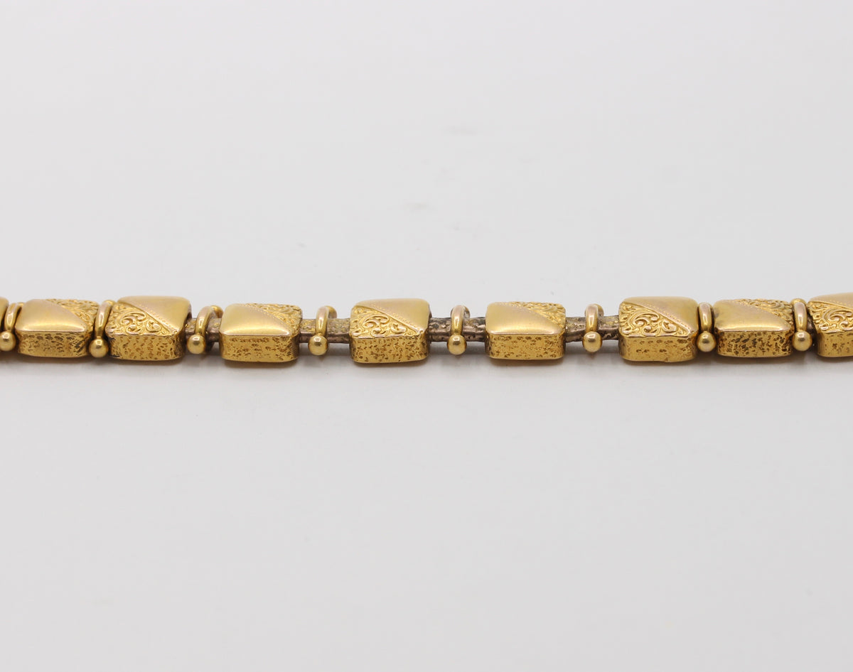 Late Victorian 18K Gold Double Sided Panel Reversible Slide Bracelet