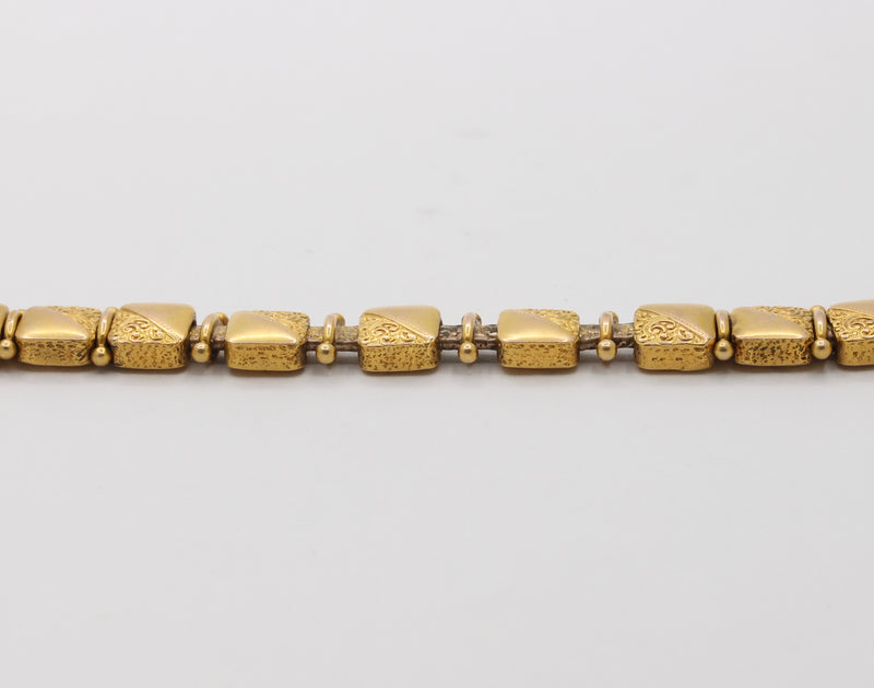 Late Victorian 18K Gold Double Sided Panel Reversible Slide Bracelet