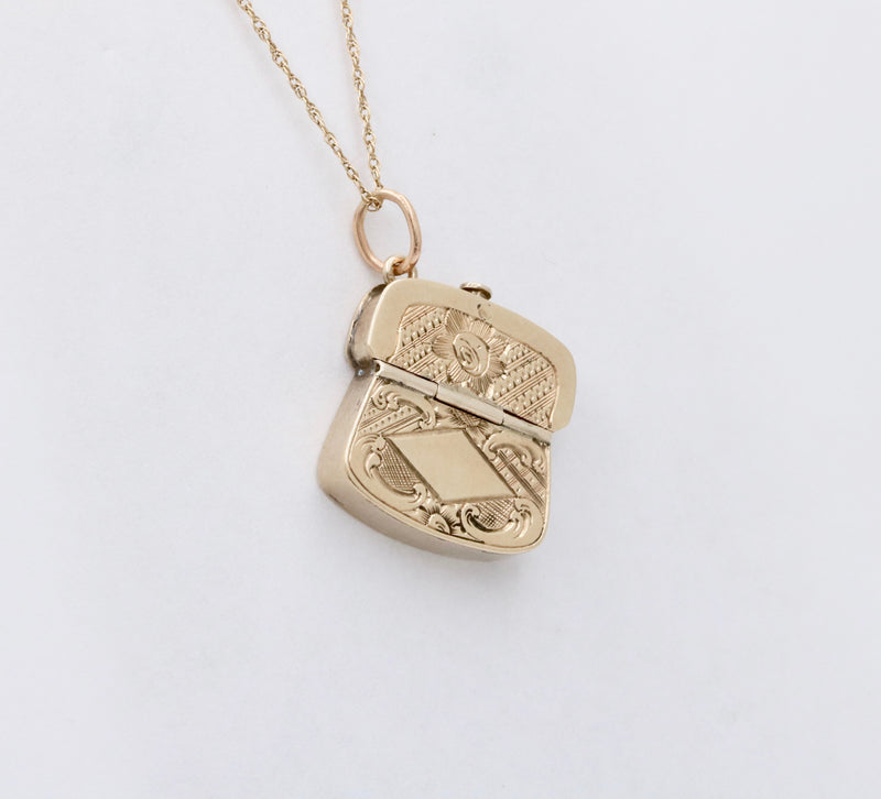 Victorian 14K Gold Purse Charm, Articulated Antique Pendant