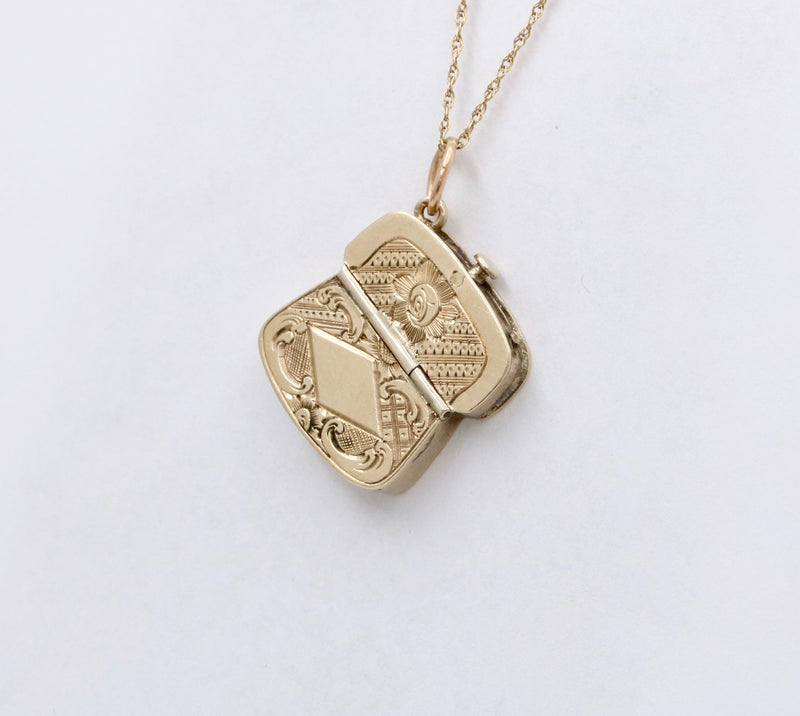 Victorian 14K Gold Purse Charm, Articulated Antique Pendant