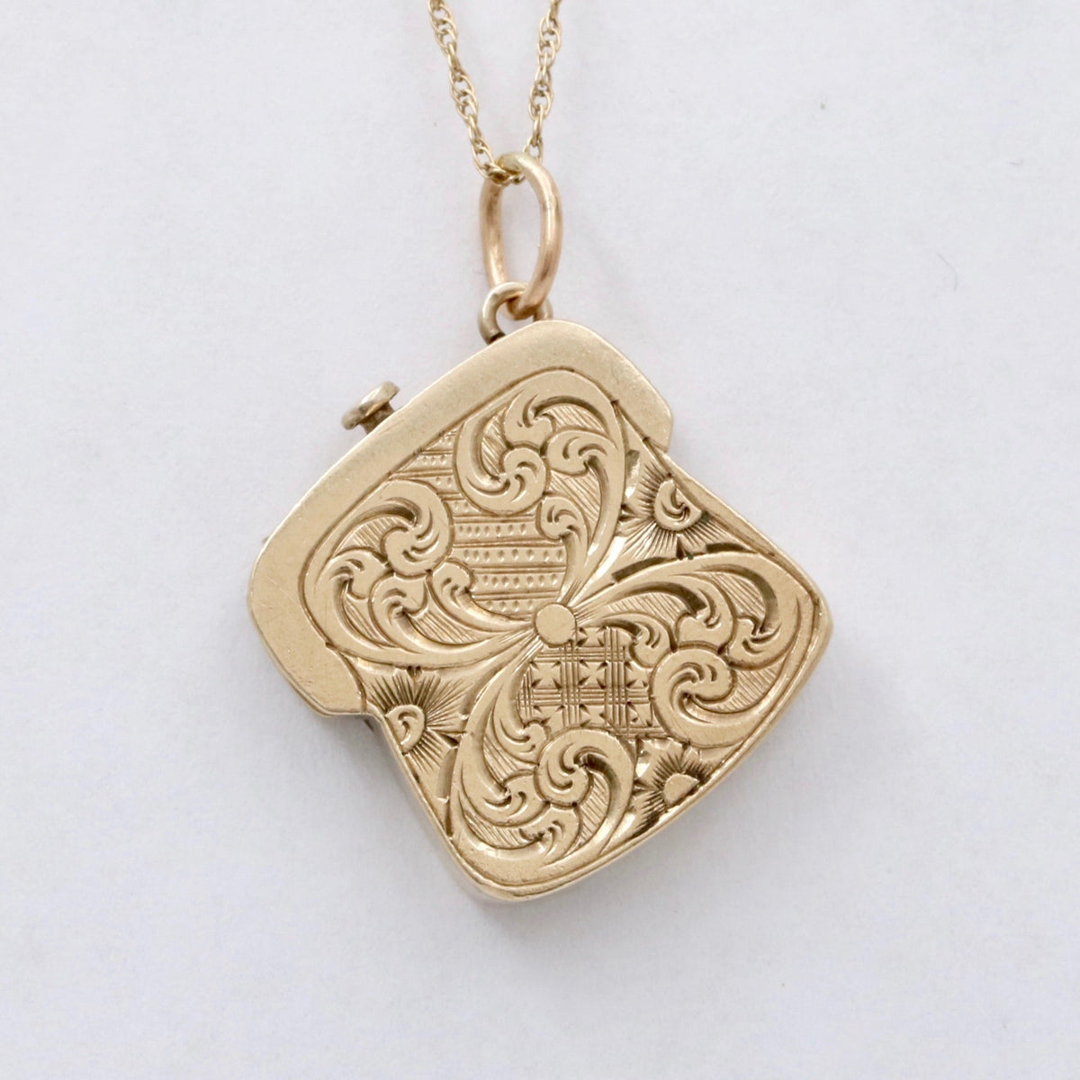 Victorian 14K Gold Purse Charm, Articulated Antique Pendant