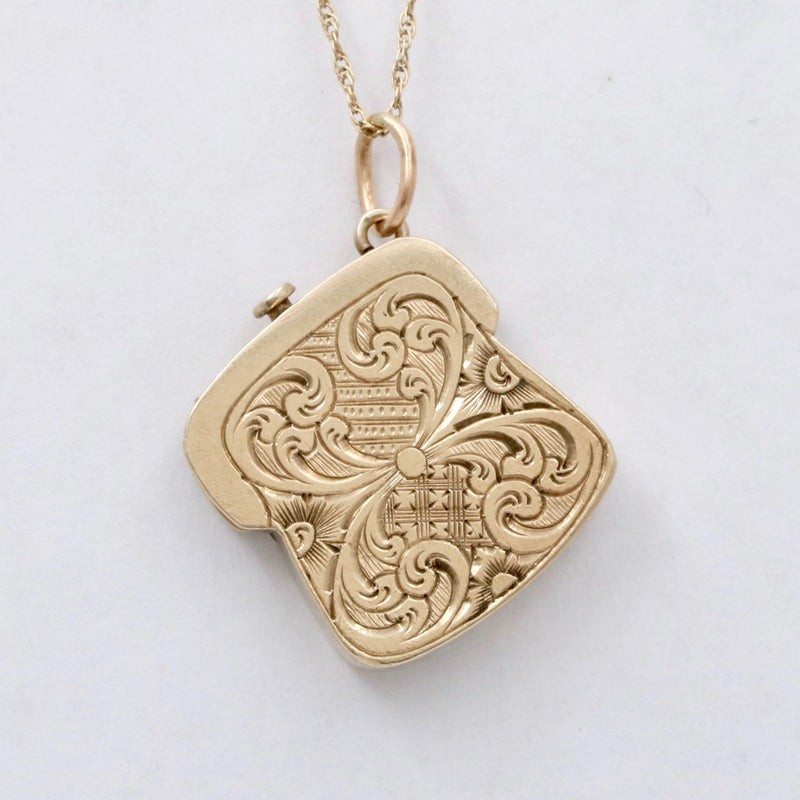 Victorian 14K Gold Purse Charm, Articulated Antique Pendant