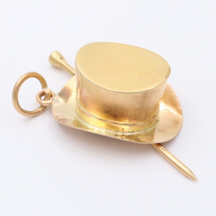 Vintage 14K Magician’s Hat and Wand Charm, Magical Pendant