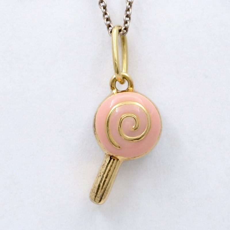 Enamel 18K Gold and Sterling Silver Lollipop Candy Charm