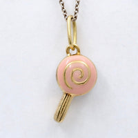 Enamel 18K Gold and Sterling Silver Lollipop Candy Charm