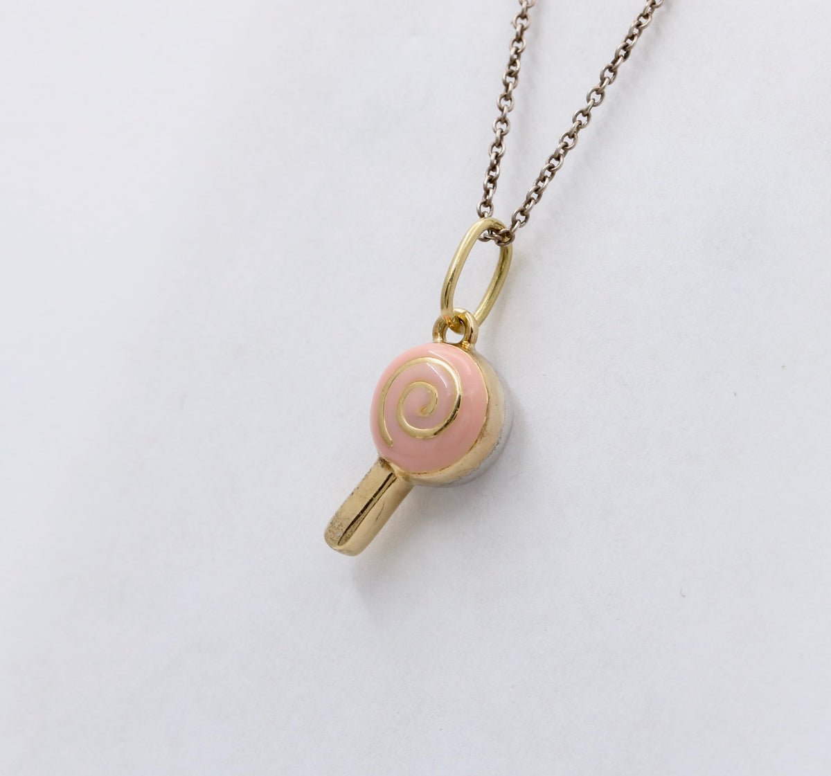 Enamel 18K Gold and Sterling Silver Lollipop Candy Charm