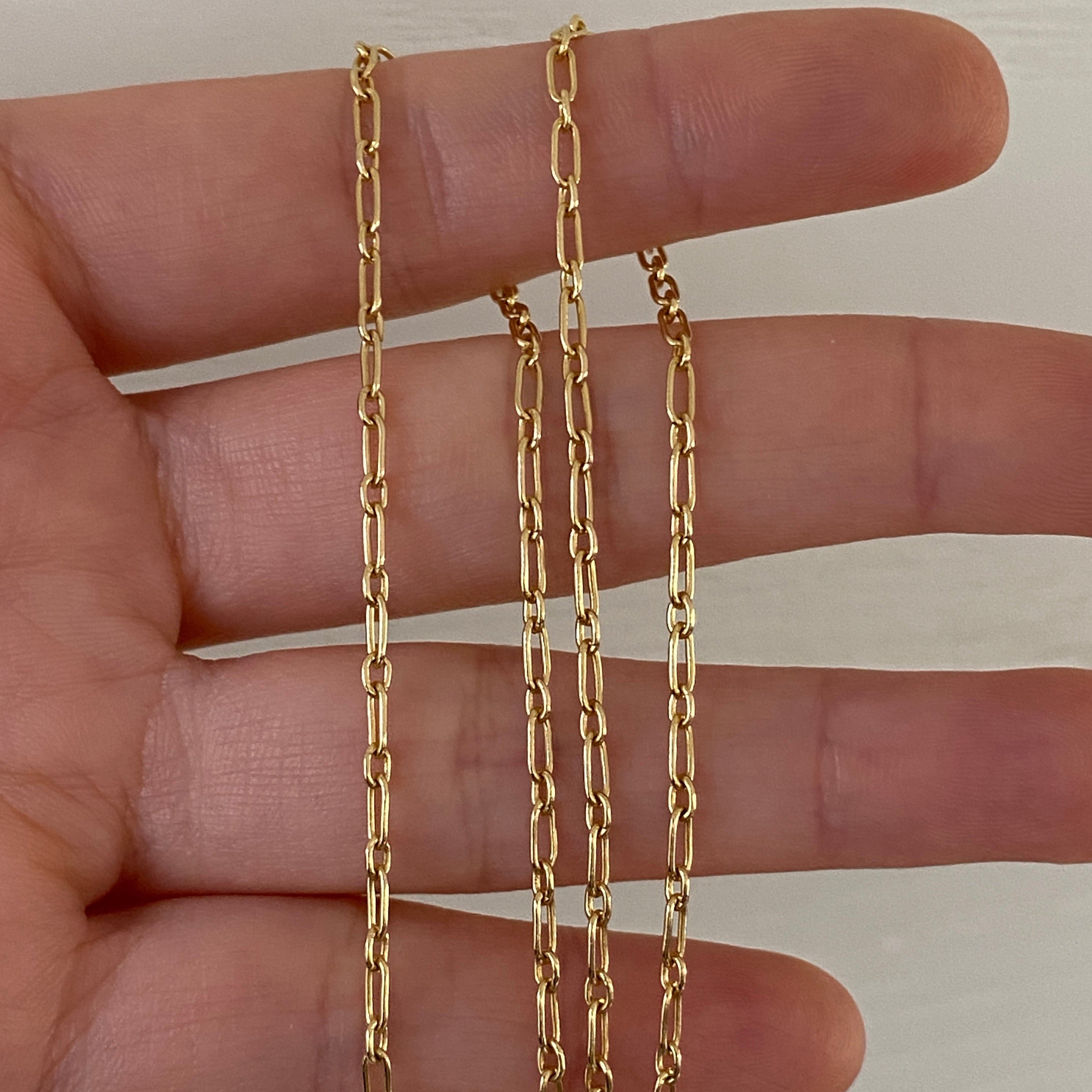 14K Gold Paperclip Chain Necklace 14K Gold Chain Layering – YanYa