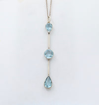 Art Deco Aquamarine and Sterling Silver Line Pendant, Antique Charm