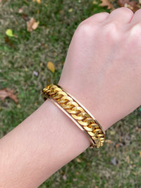Vintage French 18K Gold Curb Link Bangle Bracelet