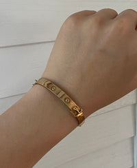 Edwardian English 9K Gold Buckle Bangle Bracelet