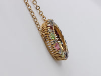 Victorian Harlequin 18K Gold Diamond and Gemstone Circle Pendant Necklace - alpha-omega-jewelry