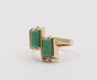 Vintage 14K Gold and Turquoise Geometric Bypass Ring
