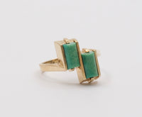 Vintage 14K Gold and Turquoise Geometric Bypass Ring