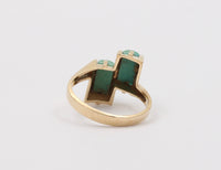 Vintage 14K Gold and Turquoise Geometric Bypass Ring