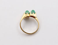 Vintage 14K Gold and Turquoise Geometric Bypass Ring
