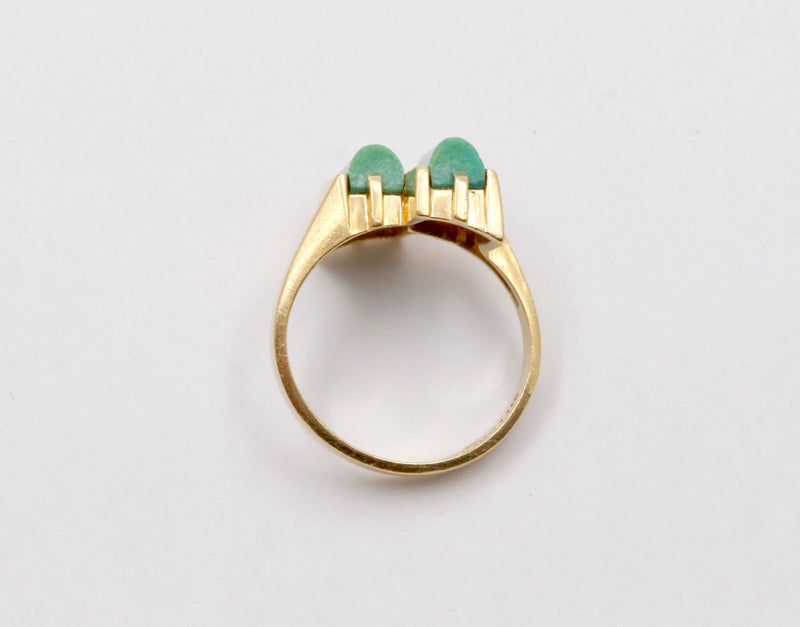 Vintage 14K Gold and Turquoise Geometric Bypass Ring