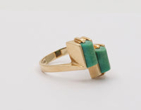 Vintage 14K Gold and Turquoise Geometric Bypass Ring