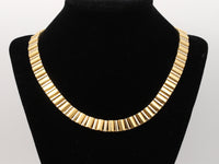 Vintage 18K Bicolor Gold Barrel Link Collar, 63.4 Gram Italian Necklace