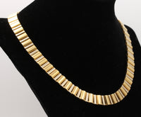 Vintage 18K Bicolor Gold Barrel Link Collar, 63.4 Gram Italian Necklace