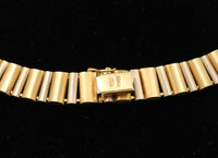 Vintage 18K Bicolor Gold Barrel Link Collar, 63.4 Gram Italian Necklace