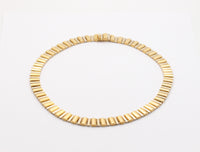 Vintage 18K Bicolor Gold Barrel Link Collar, 63.4 Gram Italian Necklace