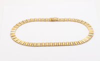 Vintage 18K Bicolor Gold Barrel Link Collar, 63.4 Gram Italian Necklace