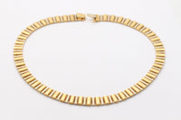 Vintage 18K Bicolor Gold Barrel Link Collar, 63.4 Gram Italian Necklace