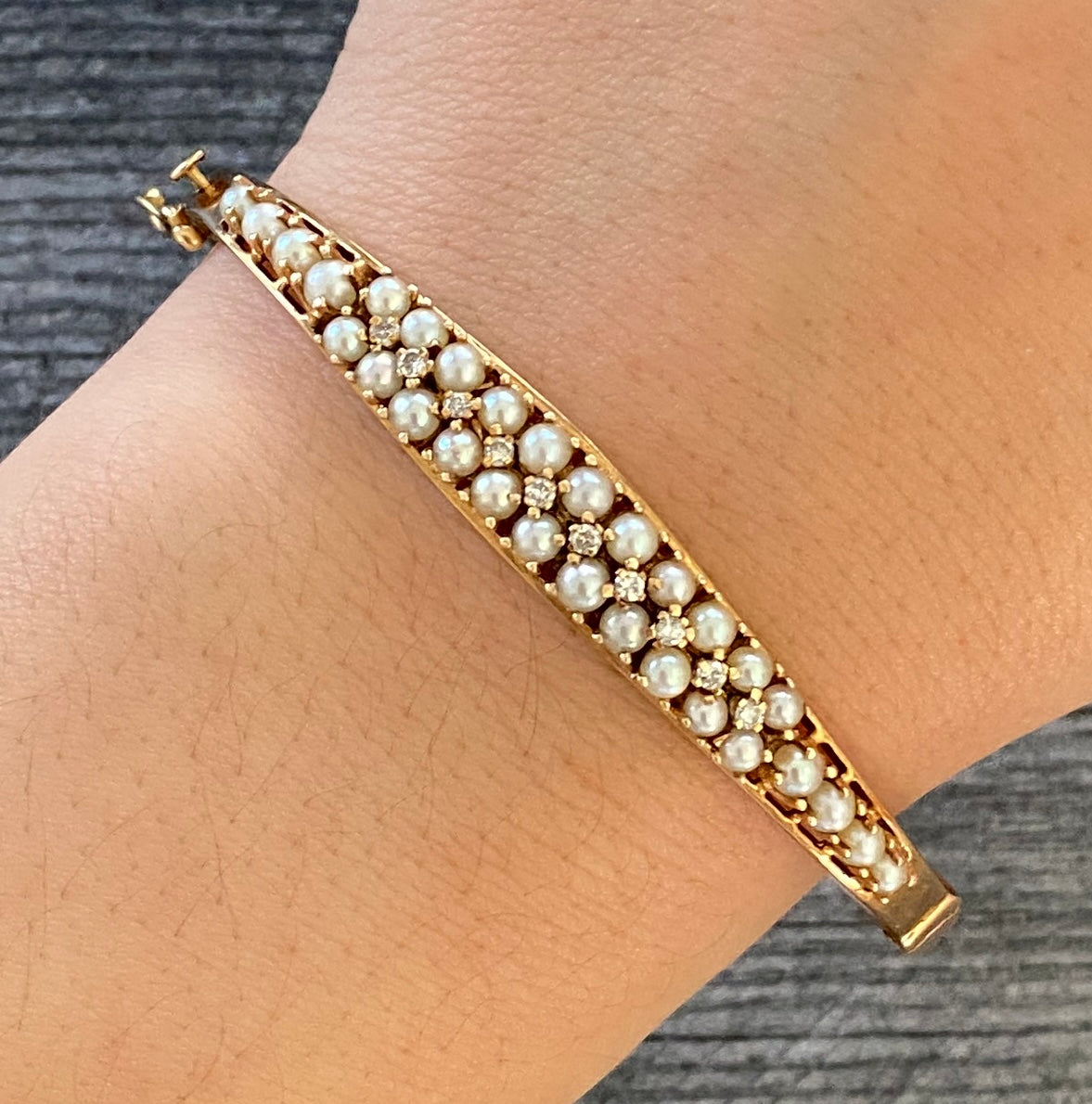 Two-Toned Vintage Diamond Encrusted Tennis Bracelet